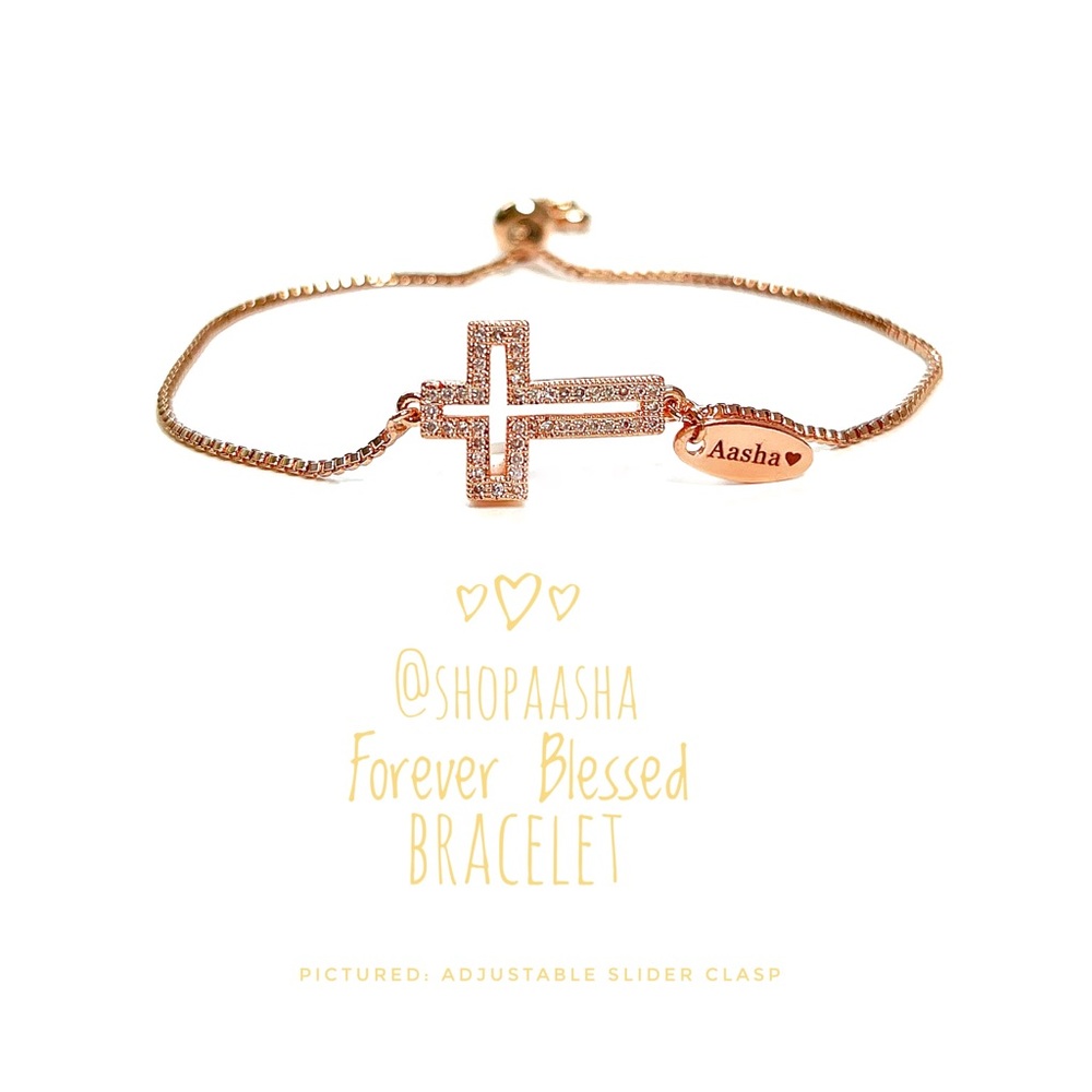 (Tween + Adult) Rose Gold Forever Blessed Bracelet